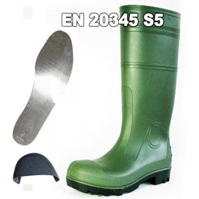 China Safety Steel Toe Mens Gum Boots Rain Resistant Steel Plate Steel Insole Tip Toe Rubber Boots for sale