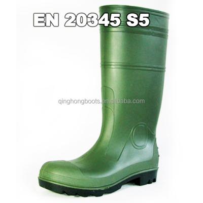 China Steel Toe CE EN 20345 Steel Toe S5 Steel Plate Pitching Construction Safety Industrial Rain Boots for sale