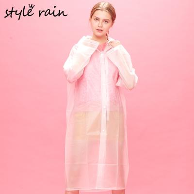 China Cheap Women EVA Fashion Subtransparent EVA Raincoat With Hood for sale