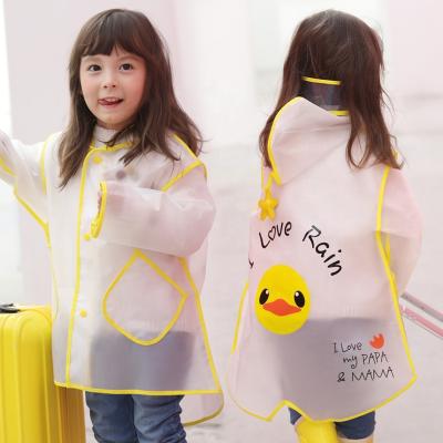 China Handsome fashion hotsale semi-transparent transparent EVA raincoat soft long sleeves with circle printed cute kids children rain coats jackets for sale