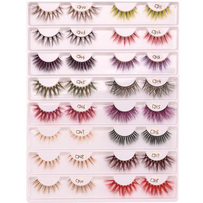 China Custom Colored Logo Package Box Party Festival Colored Colored Highlights Mink Strips Eyelashes for sale