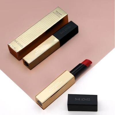 China Wholesale Gold Tube Shiny Lipstick Private Label Waterproof Glitter Matte Lipstick for sale