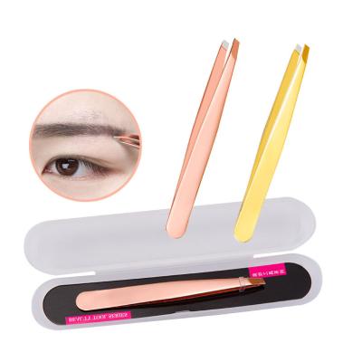 China False Eyebrow Stainless Steel Volume Private Label Eyelid Stickers Eyelashes Cut Slant Square Tip Eyebrow Tweezers for sale