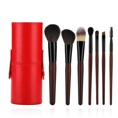 China Flat Brush 7 Pieces Private Label Makeup Power Eyeshadow Eyebrow Cosmetic Brush Set for sale