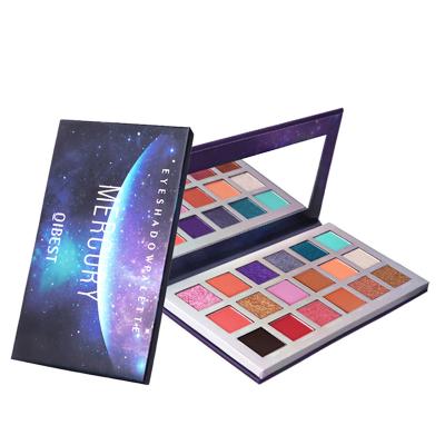 China QIBEST Trendy Starry Sky Glitter Matte Nude 18 Color Eyeshadow Palette Pearlescent Palette for sale