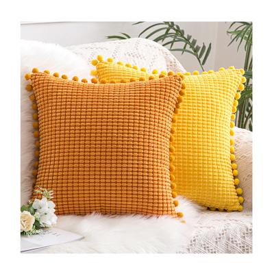 China Anti-Static Decor Cushion Cover Sofa Bedroom Car 18x18 Inch 45x45cm Square Soft Velvet Orange Tile Cover Solid Decor Pillow Case for sale