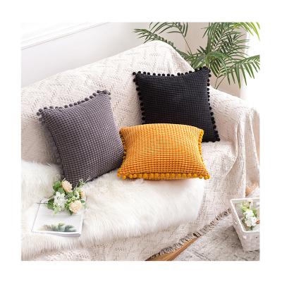 China Anti-Static Wholesale Velvet Soft Square Tile Cover Pom Pom Cushion Cover For Seat Car Salon Decorative Pompom Balls for sale