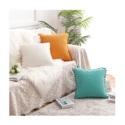 China Luxury Velvet Cushion Cover 45x45cm Sofa Throw Pillow Cover Pillow Case Anti-static Decorative Pompom for sale