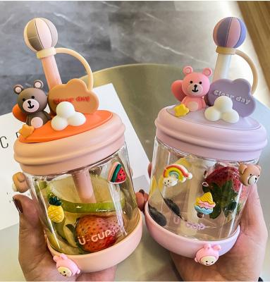 China BPA Free Viable Wholesale 470ml Boba Straw Kids Tumbler Cups With Portable Acrylic Plastic Lids And Straws for sale