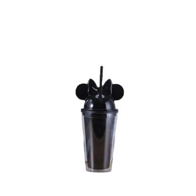 China Wholesale15oz Durable Reusable Double Wall Plastic Mickey Mouse Ear Cup Tumblers With Lids And Straw for sale