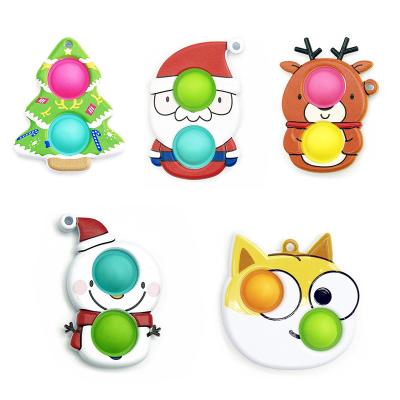 China 2022 Christmas New Products Amazon Key Decoration Mini Pop It Fidget Toy Snap Key Chain for sale