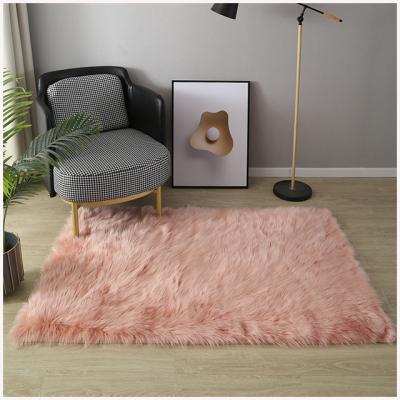 China Long soft suede 100%polyester backing washable faux fur rectangle area rug decorotive plain anti-slip color for bedroom and sofa for sale