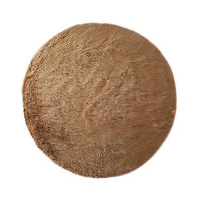 China Washable Modern Living Room Center Floor Decorative Brown Round Shape Faux Fur Blankets for sale