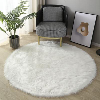 China 2021 Living Room Soft Faux INS Fur Carpet 6cm White Round Soft Sheepskin Luxury Bedroom Decorative 2021 for sale