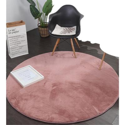 China Decorative Round Shape Gray Rabbit Fur Carpet Center Washable Wholesale Floor Office for sale