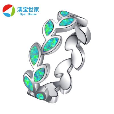 China Factory Wholesale Price CLASSIC Synthetic Gemstones Opal Ring For Women Jewelry Simple Geometry Design Classic Female Gift Dating for sale