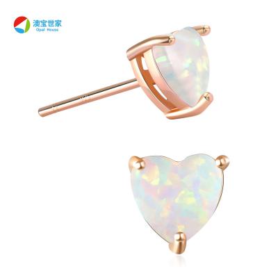 China Women CLASSIC Jewelry Fashion Tasty Opal Heart Studs Earring Colorful Opal Heart Stud Earrings 925 Sterling Silver Gold Plated Gemstone for sale