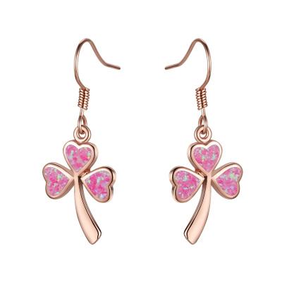 China CLASSIC Opal Three Leaf Clover Dangle Earrings Simple Fashion Jewelry Accessories Leaves Ladies Hoop Earrings Brass Opal Leaf Earrings for sale