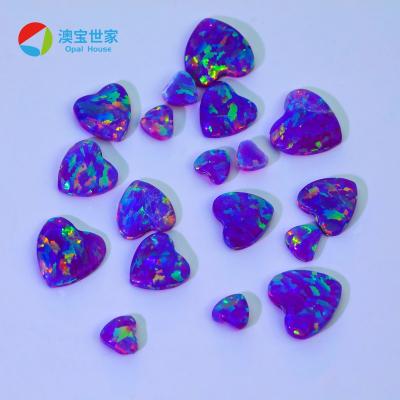 China Color Set or Fire Heart Opal Cabochon Colorful Flat Back High Quality Opals Loose Gemstones Price Stone Lab Created Blue Heart Opal For Jewelry for sale