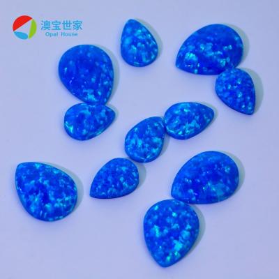 China Color Set or Blue Opal Gemstones Wholesale Fire Cabochon Pear Opal Gemstone Synthetic Loose Gemstone Cabochon Flat Back for sale