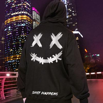 China JR Anti-Shrink Hoodie Smiley Reflective Men Graphic RTS Fashion Fleece Plus Size Hooded Hoodies M-8XL for sale