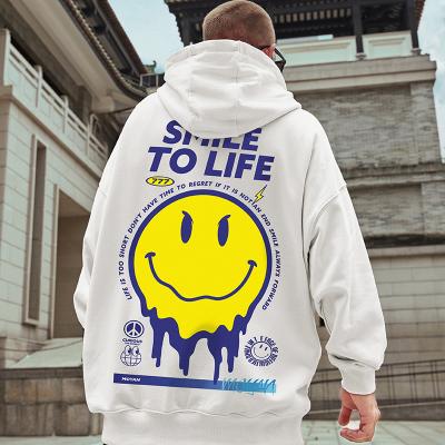 China JR Anti-Shrink Polyester Unisex Hoodie Fleece Yellow Smile To Life Super Hoodies M-8XL Huge Size Hooded Sweatshirt for sale