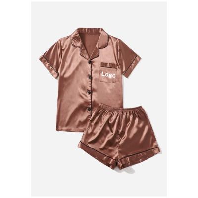 China Custom Made Soft Fashion Logo Pajama Suit Women Sleepwear Sleep Suit for sale