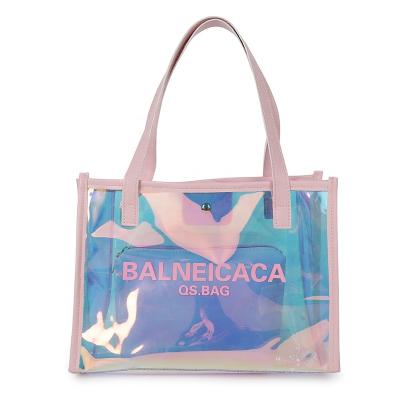 China Wholesale Fashion Summer Beach Bag Tote Bag Luxury Holographic Laser PVC Handbag for sale