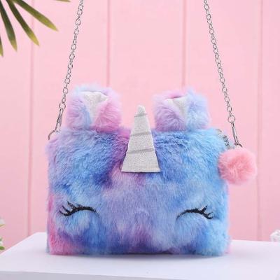 China Mini Cute Cute Cardboard Plush Shoulder Sling Unicorn Kids Cross Body Kids Bags With Chain for sale