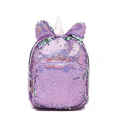 China Day Bag Customized Logo Sequins School Bags Sling Promotional Mini Backpack Kids Unicorn School Bag for sale