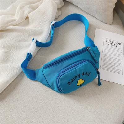 China Fashion embroidery logo personalized kid chest bag comfortable kids waist bag canvas messenger bag for sale