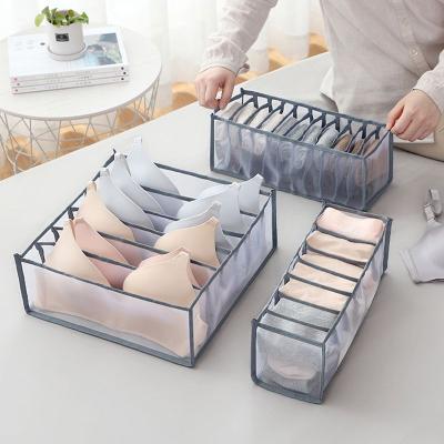 China Eco-friendly Nylon Collapsible Drawer Mesh Bra Storage Box Interior Pantyhose Bra Stockings Organizer Closet Organizer Nylon Foldable Wardrobe for sale