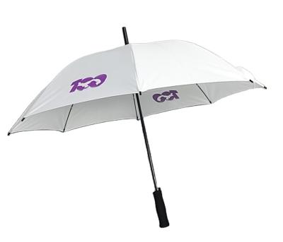 China Traditional Automatic Open Straight Stick White Umbrella With Logo for sale