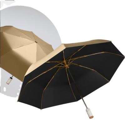 China 21 Inch Full Automatic Travel Lightweight 3 Fold Umbrella Gold Lightweight Business Luxury Gifts for sale