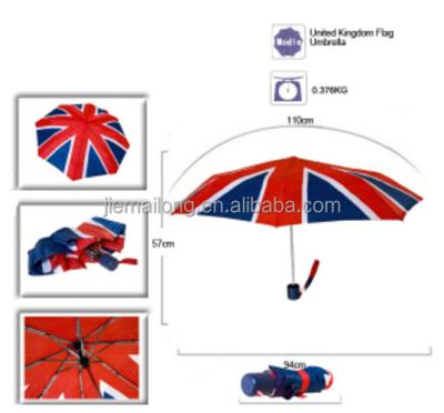 China 3 Fold Polyester Cheap Manual Open England Flag Umbrella UK Flag Umbrella for sale