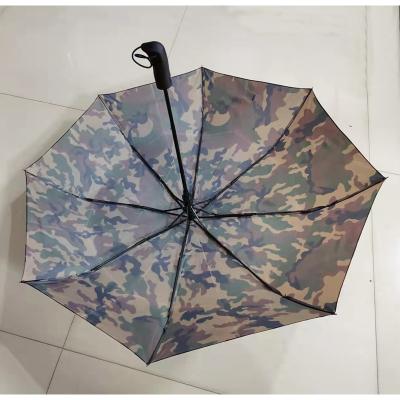 China Minimalist 3 Fold Camouflage Umbrella Army Automatic Open Umbrella With Plastic Handle With Pocket 3FAO01 for sale