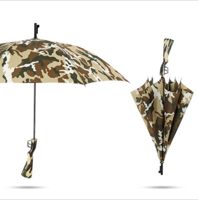 China Pongee Camouflage Gun Umbrella, Unique Gun Shape Windproof Straight Umbrella With Self Cloth Pocket Fashion Gun Umbrella for sale