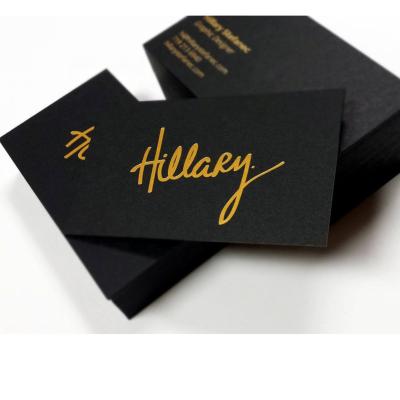 China Wholesale High Quality Embossed Necklace Earring Gold Foil Stamping Business Card Printing Thick Black Custom Paper Business Name Card for sale