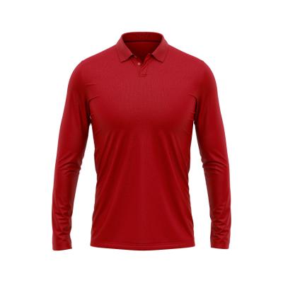 China High Quality Anti-wrinkle Fabric 92% Cotton 8% Spandex Mens Long Sleeve Polo Shirt for sale