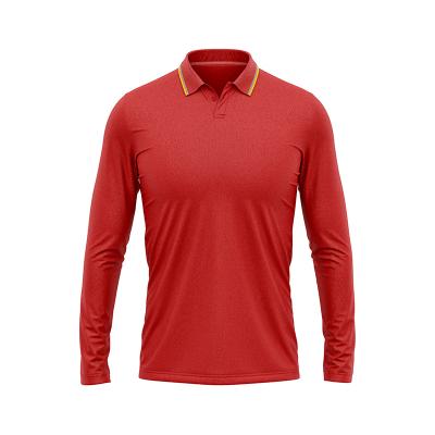 China 2022 New Anti Wrinkle Men's Polo Shirts Custom Logo Long Sleeve For Sports for sale