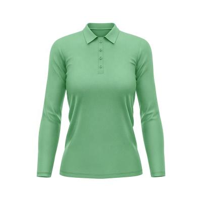 China Anti-Wrinkle 100% Mercerized Cotton Women's Polo Shirts And Blouses Long Sleeve T-Shirt For Business for sale