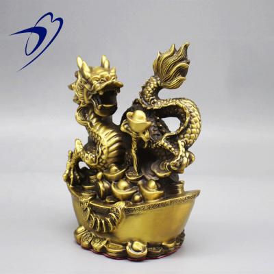 China China Feng Shui Chinese Dragon Statue Home Golden Brass Crafts for sale