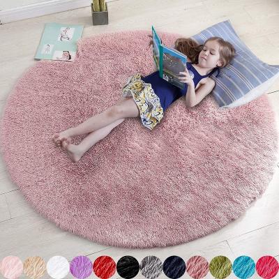 China Cheap Modern Indoor 4 Feet Anti-Slip Surround Round Rugs And Shag Area Rugs Fuzzy Kids Bedroom Rugs Bedside Area Rugs for sale