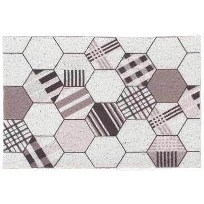 China Stain Resistant Simple Design Style PVC Hexagon Coil Mat Floor Entrance Foot Waterproof Anti-Slip Door Mat for sale