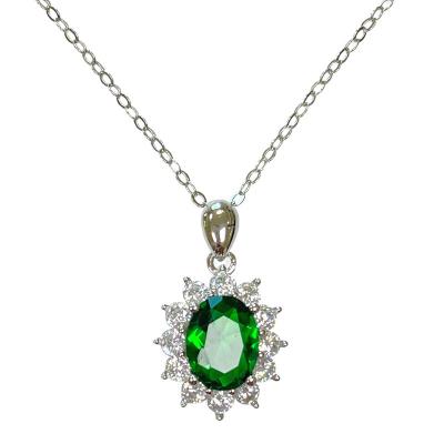 China Fashionable Silver Plated Natural Women Emerald Pendant Clavicle Chain Necklace Luxury High Quality S925 18K White Gold Sunflower Necklace for sale