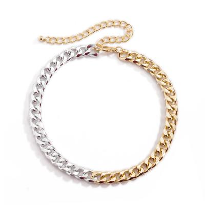 China Europe and America New Trend Hip Hop Mixed Color 18K Gold Plated Thin Chain Necklace Ladies Shape Simple Geometric Necklace for sale