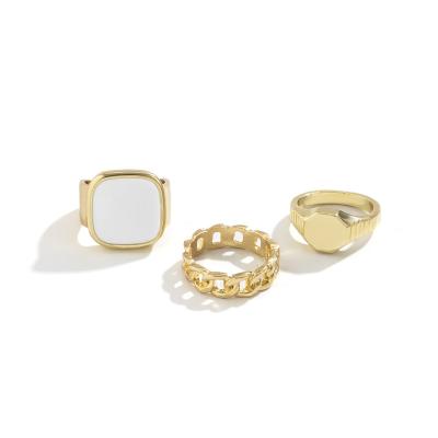 China European and American CIS Fashion Trendy Alloy Plated Popular Hip Hop 3 Ring Sets 18K Gold + Oil Drop Craft for sale