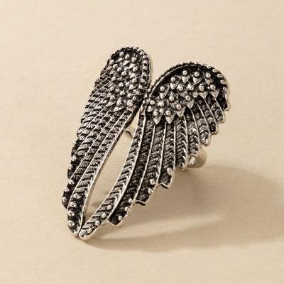 China Gold Silver Angel Wings Rings Adjustable Vintage Fashion Jewelry Men's Hip Hop Punk Rock Angel Wings Metal Rings Women for sale