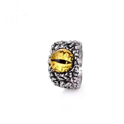 China Punk Punk Dragon Ring Men Women Devil Eye Ring Men Gothic Yellow Snake Eye Jewelry Fashion Creative Retro Python Personality for sale