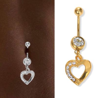 China FASHIONABLE Custom High Quality Love Heart Shape Crystal Pendant Stainless Steel Jewelry Belly Button Ring Piercing for sale